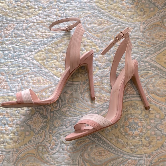 Aldo genuine suede pink & cream color open toe dress sandals - Picture 2 of 6